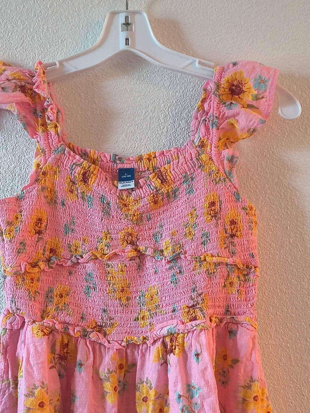 Old Navy Pink Floral Smocked Sundress with Ruffle Straps